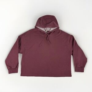 Old Navy Hoodie Mens XL Maroon Cotton Fleece Lined Relaxed Fit‎ Side Slit Rugged